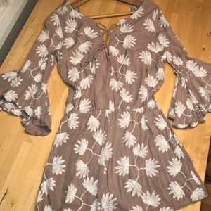 Floral flowy lace up romper